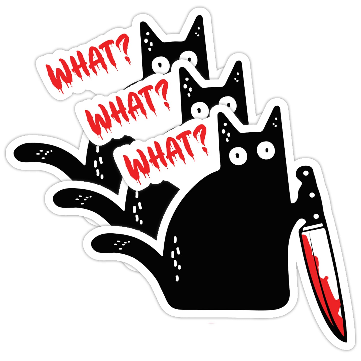 Funny Cat Sticker (3 Pack) - Fade Resistant - Waterproof