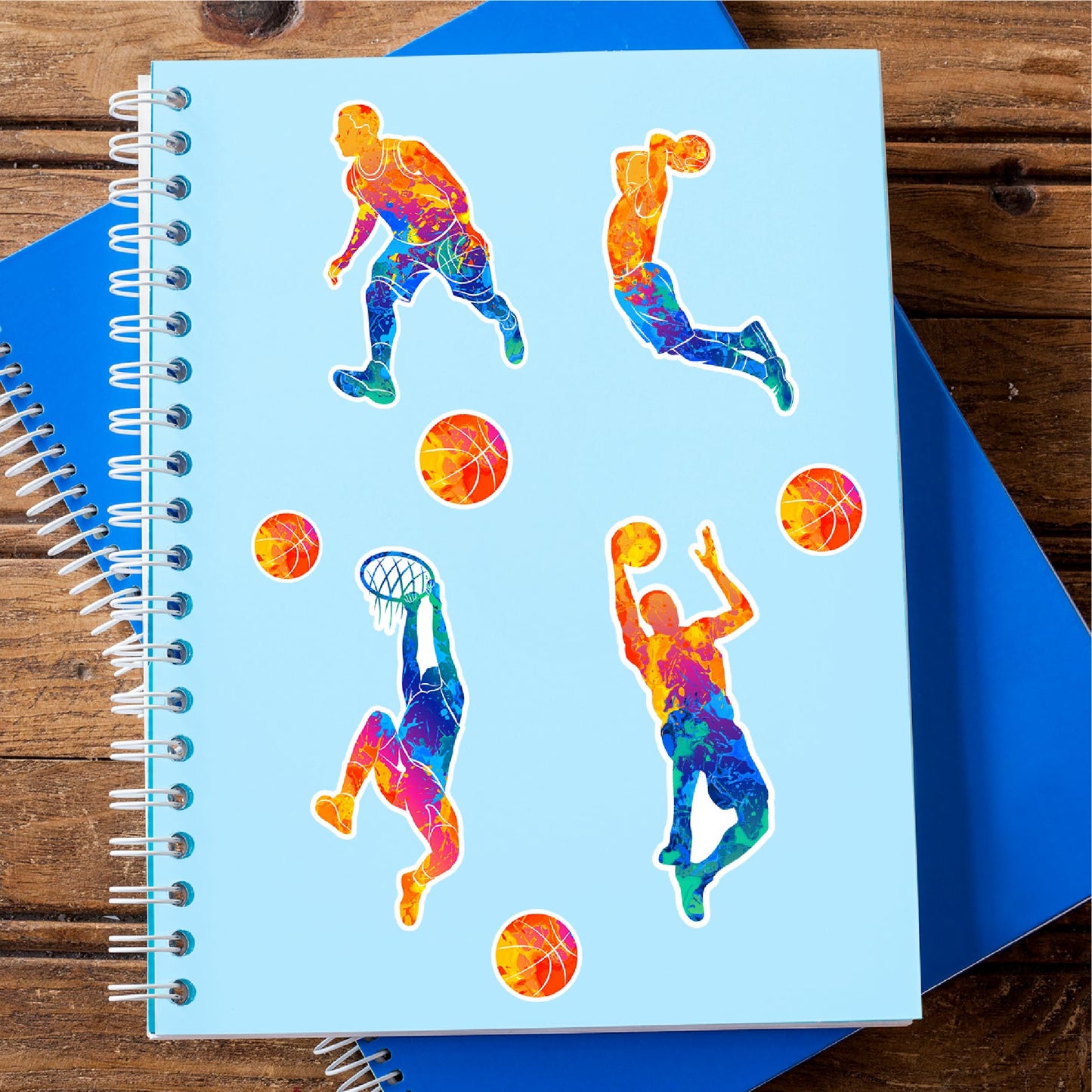 Basketball Stickers (12 Pack) - Fade Resistant - Waterproof