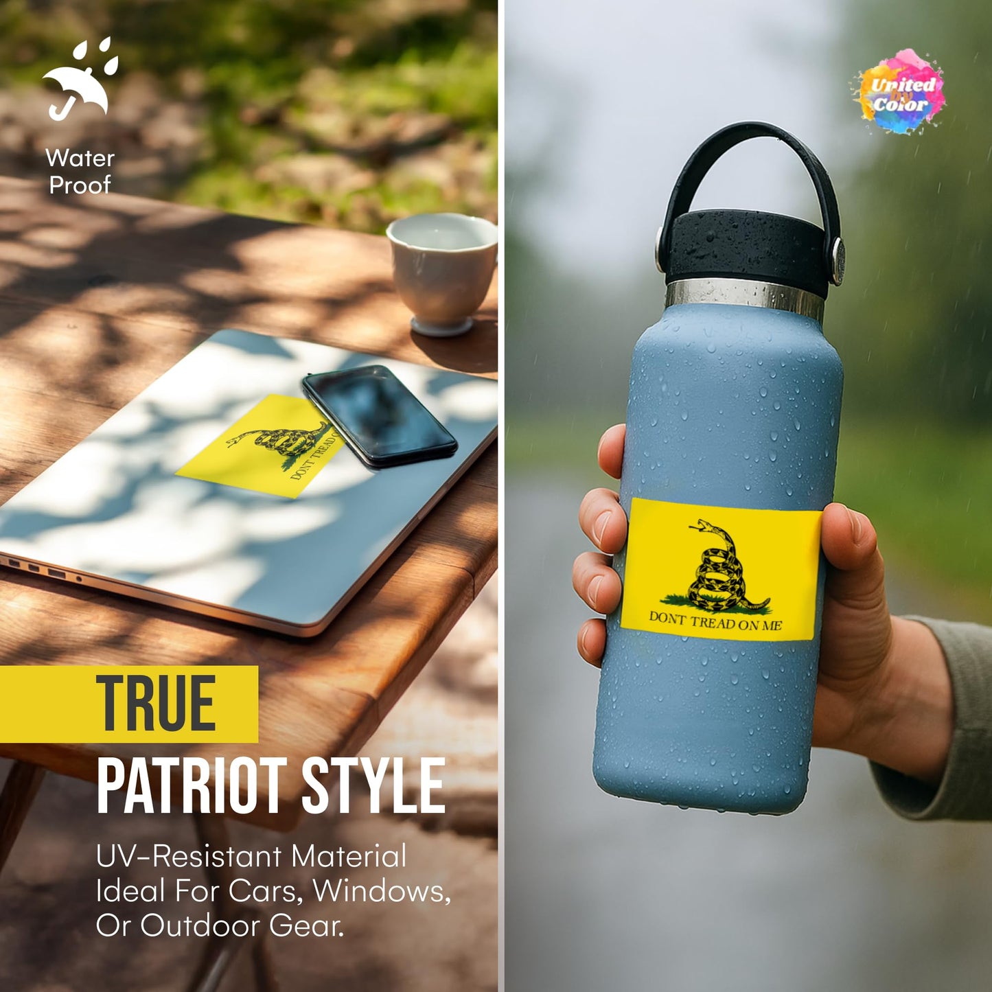 Dont Tread On Me American Flag Stickers (2 Pack) - Fade Resistant - Waterproof