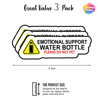 Emotional Support Water Bottle Sticker (3 Pack)  - Fade Resistant - Waterproof