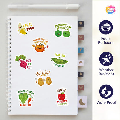 Food Stickers (16 Pack) - Fade Resistant - Waterproof