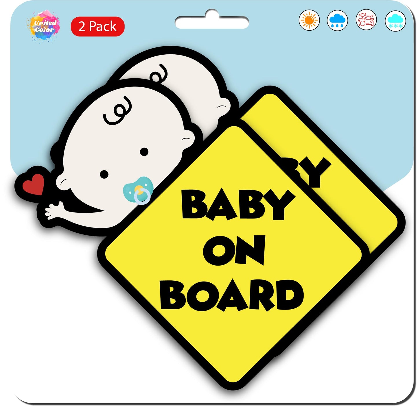 Baby on Board Sticker (2 Pack) - Fade Resistant - Waterproof