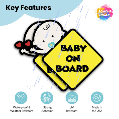 Baby on Board Sticker (2 Pack) - Fade Resistant - Waterproof