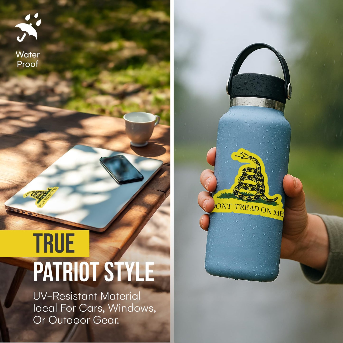 Dont Tread On Me American Flag Stickers (2 Pack) - Fade Resistant - Waterproof