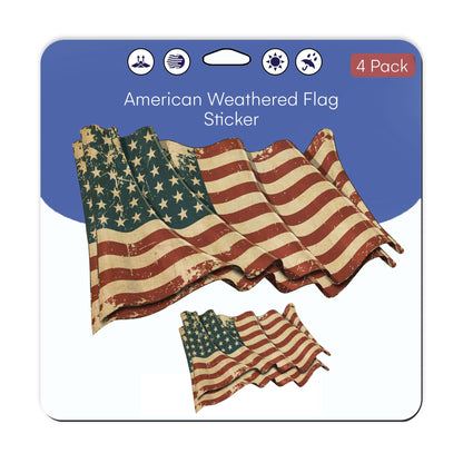 American Flag Sticker (4 Pack) - Fade Resistant - Waterproof