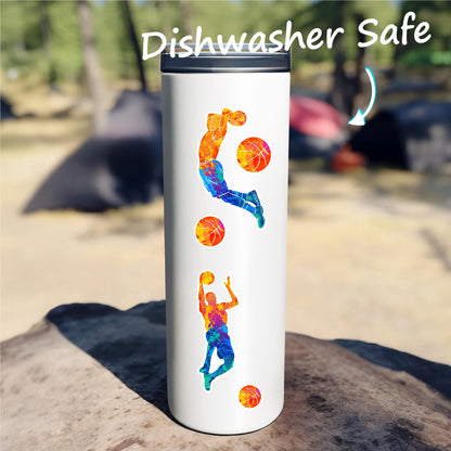 Basketball Stickers (12 Pack) - Fade Resistant - Waterproof