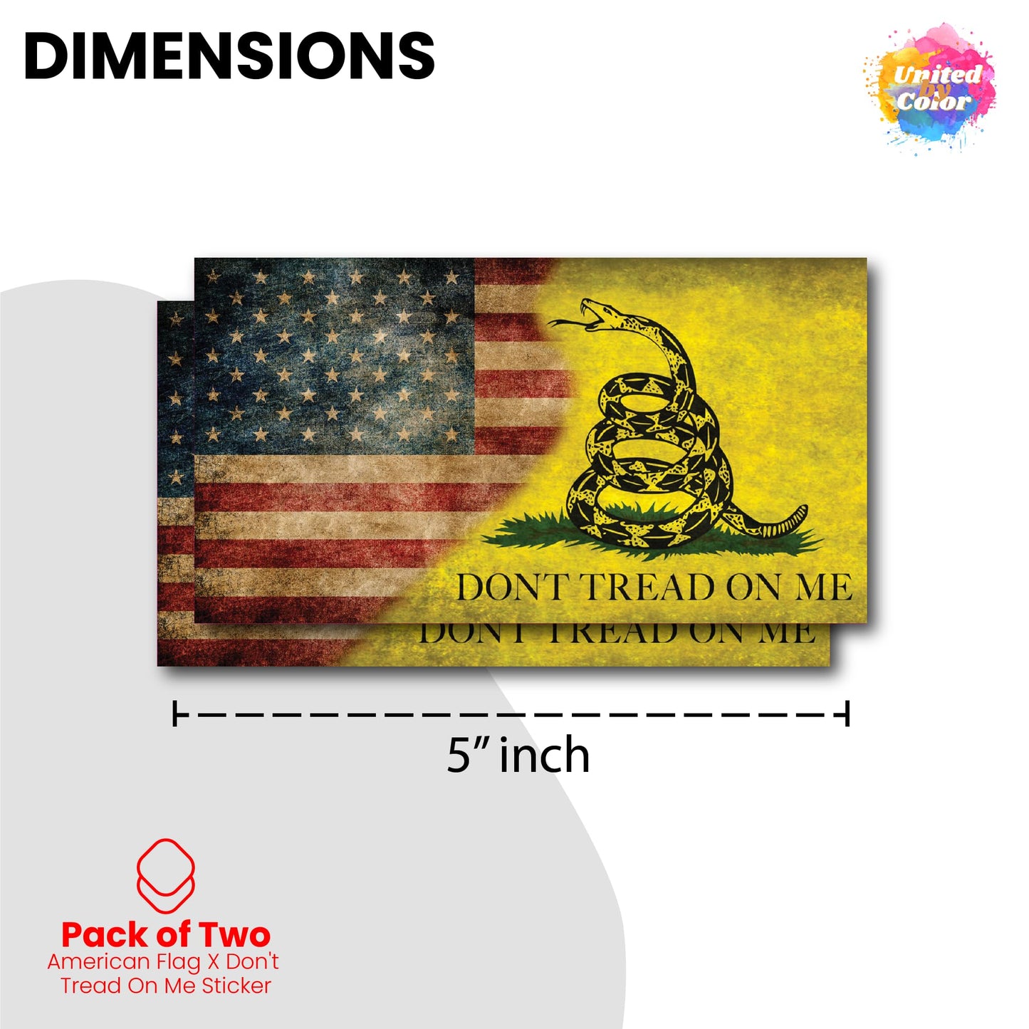 Dont Tread On Me American Flag Stickers (2 Pack) - Fade Resistant - Waterproof