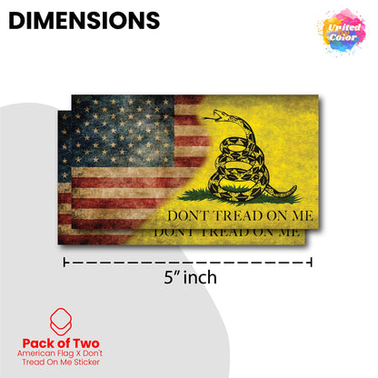 Dont Tread On Me American Flag Stickers (2 Pack) - Fade Resistant - Waterproof