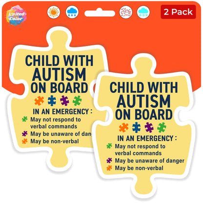 Child with Autism on Board Stickers (2 Pack) - Fade Resistant - Waterproof