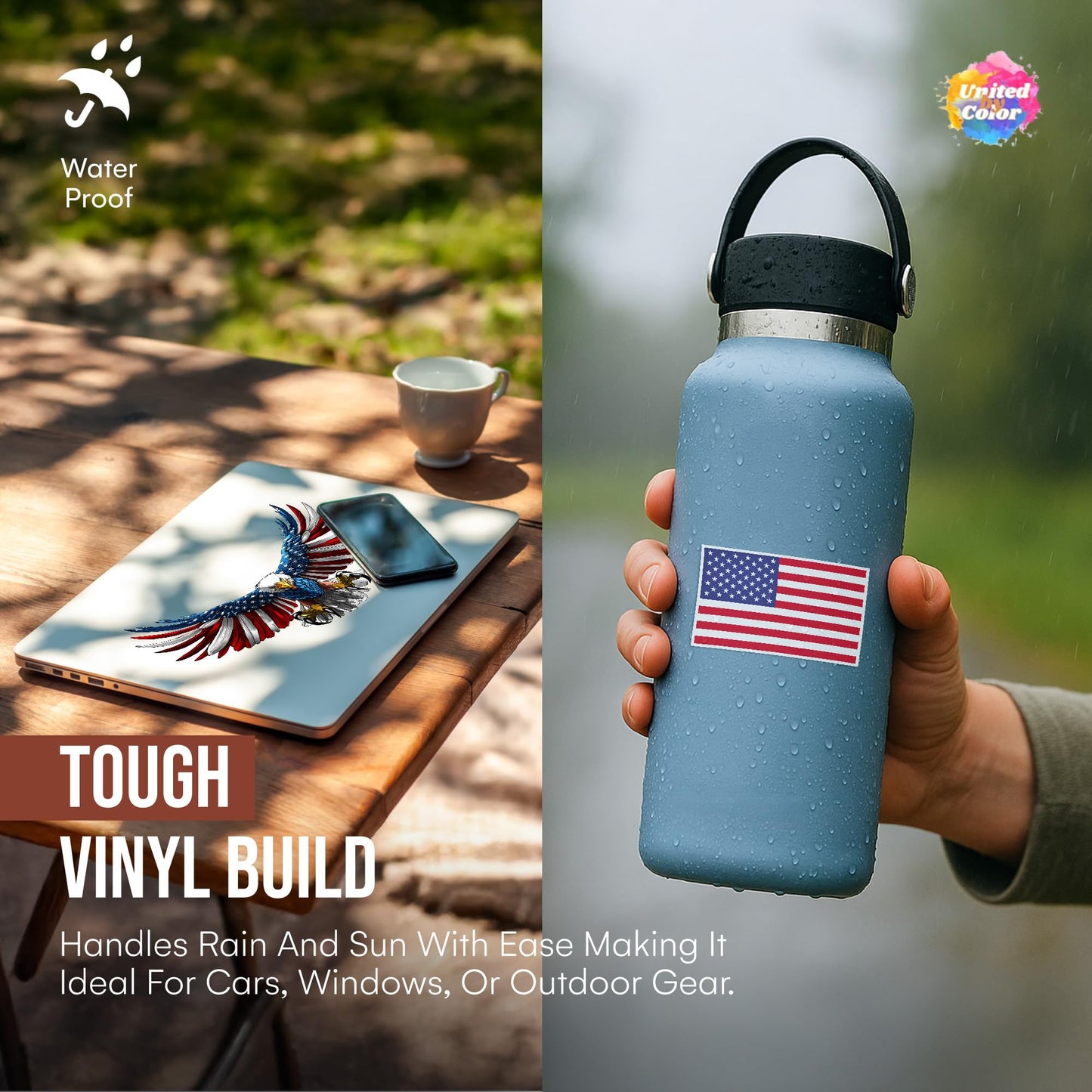 American Flag Sticker (3 Pack) - Fade Resistant - Waterproof