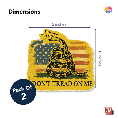 Dont Tread On Me American Flag Stickers (2 Pack) - Fade Resistant - Waterproof