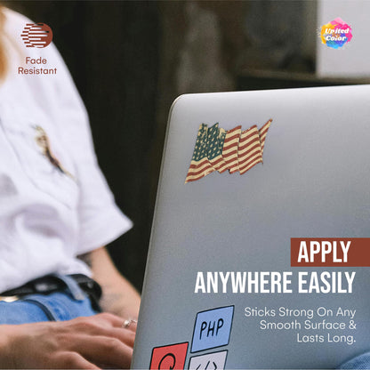 American Flag Sticker (4 Pack) - Fade Resistant - Waterproof