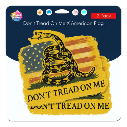 Dont Tread On Me American Flag Stickers (2 Pack) - Fade Resistant - Waterproof