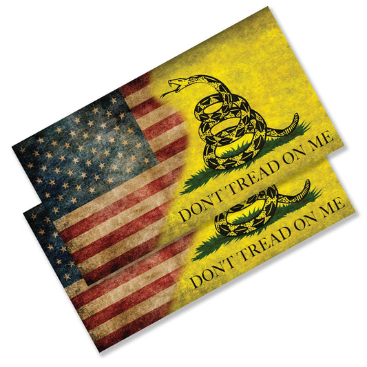 Dont Tread On Me American Flag Stickers (2 Pack) - Fade Resistant - Waterproof