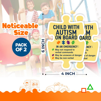 Child with Autism on Board Stickers (2 Pack) - Fade Resistant - Waterproof