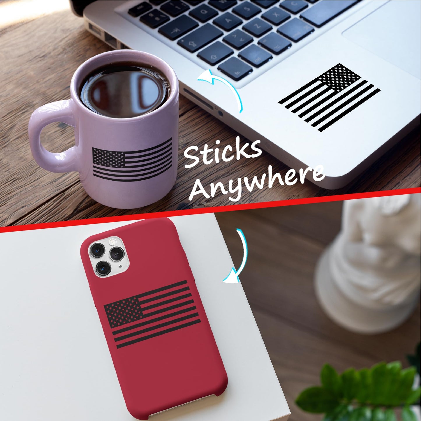 Matte Black American Flag (4 Pack)