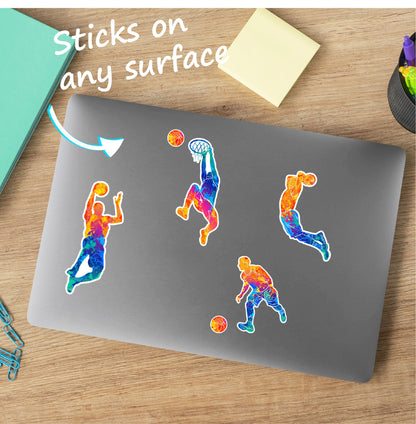 Basketball Stickers (12 Pack) - Fade Resistant - Waterproof
