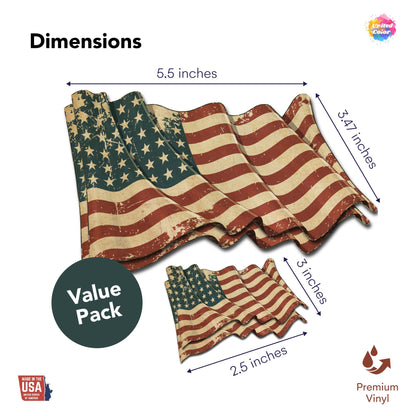 American Flag Sticker (4 Pack) - Fade Resistant - Waterproof
