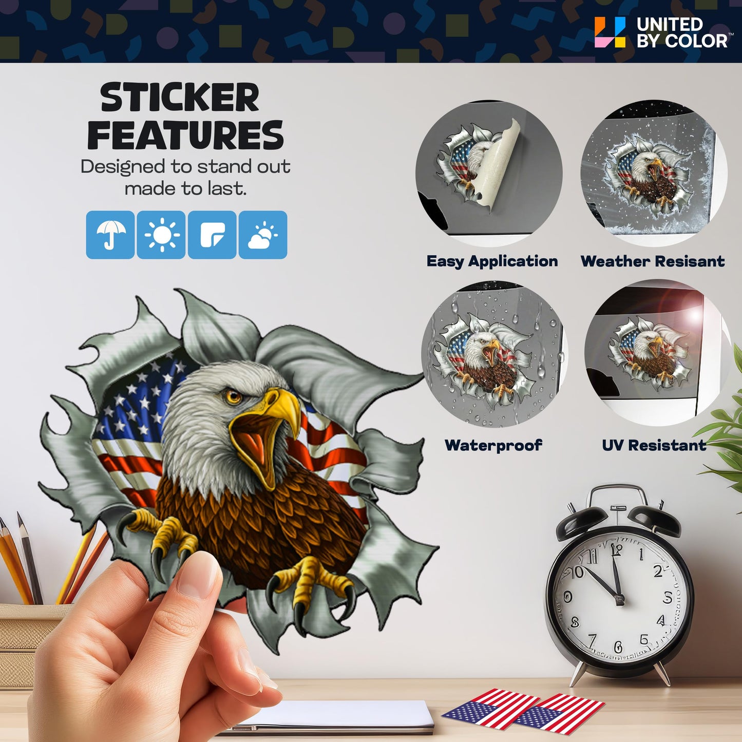 American Flag Stickers (3 Pack)  - Fade Resistant - Waterproof