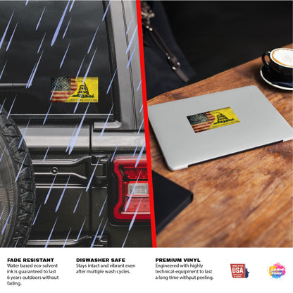 Dont Tread On Me American Flag Stickers (2 Pack) - Fade Resistant - Waterproof