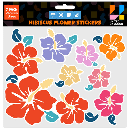 Hibiscus Flower Stickers (7 Pack)  - Fade Resistant - Waterproof