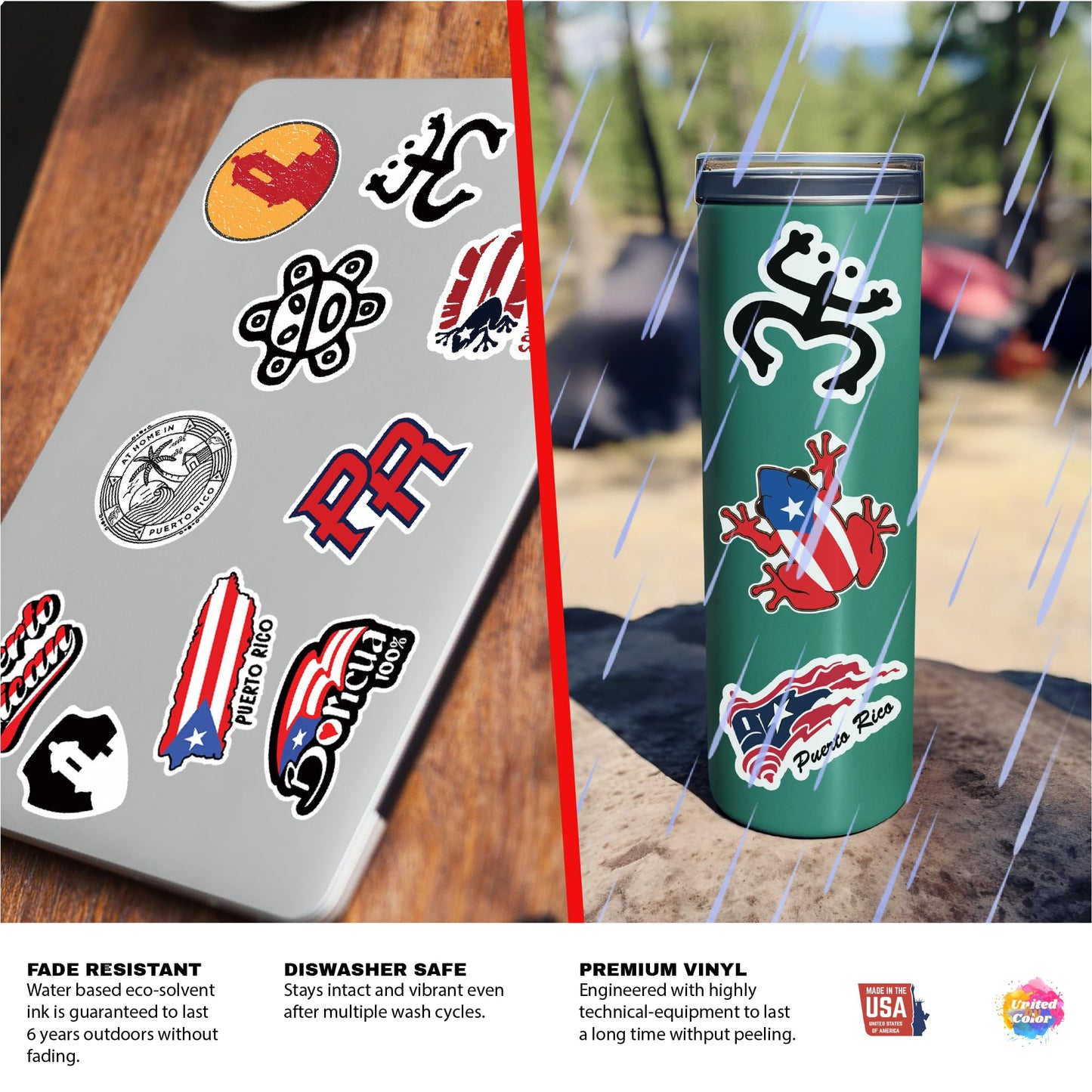 Puerto Rico Stickers (14 Pack) - Fade Resistant - Waterproof