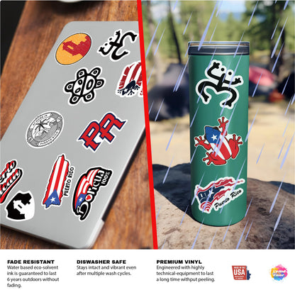 Puerto Rico Stickers (14 Pack) - Fade Resistant - Waterproof