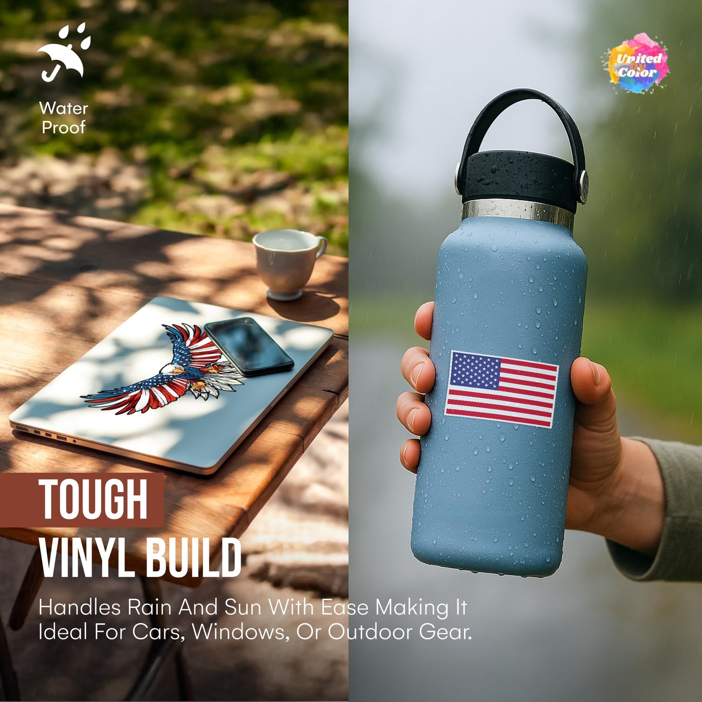 American Flag Sticker (3 Pack) - Fade Resistant - Waterproof