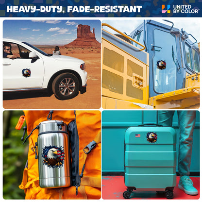 American Flag Stickers (4 Pack) - Fade Resistant - Waterproof