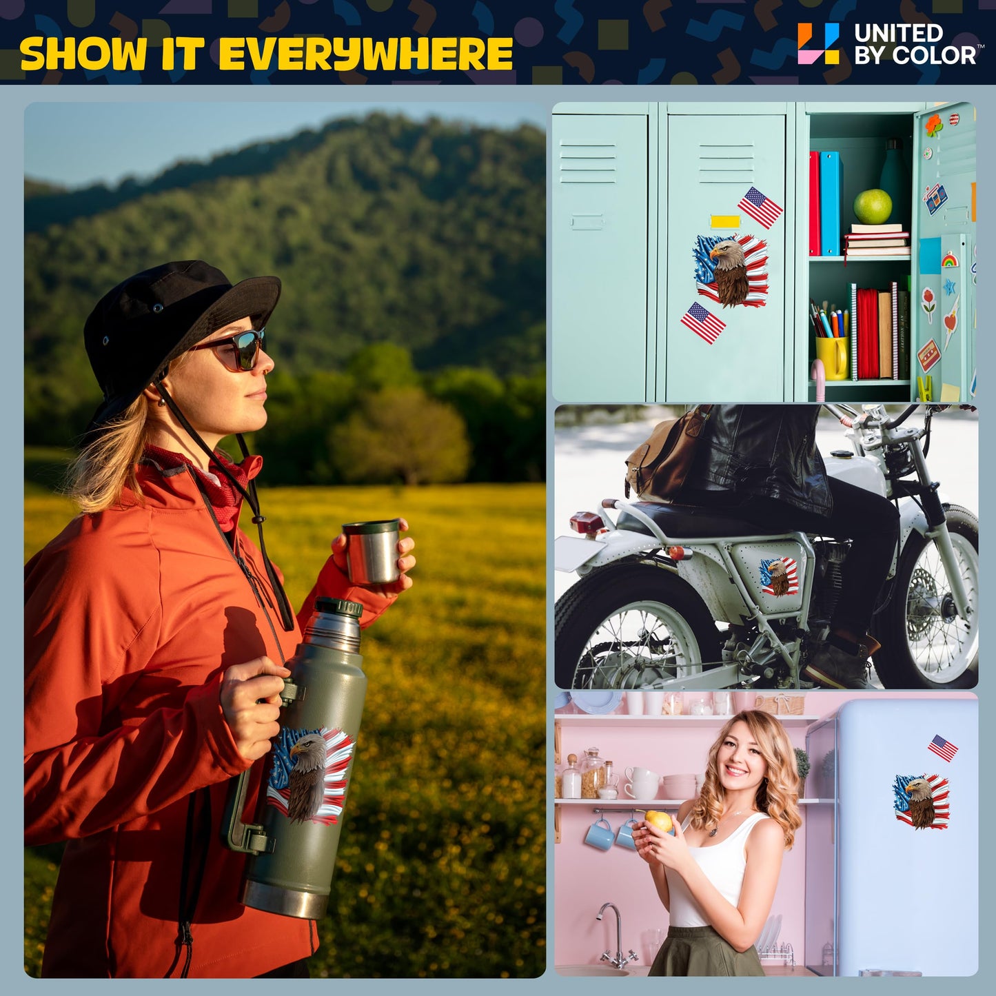 American Flag Sticker (3 Pack) - Fade Resistant - Waterproof