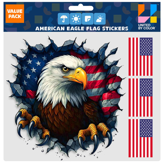 American Flag Stickers (4 Pack) - Fade Resistant - Waterproof