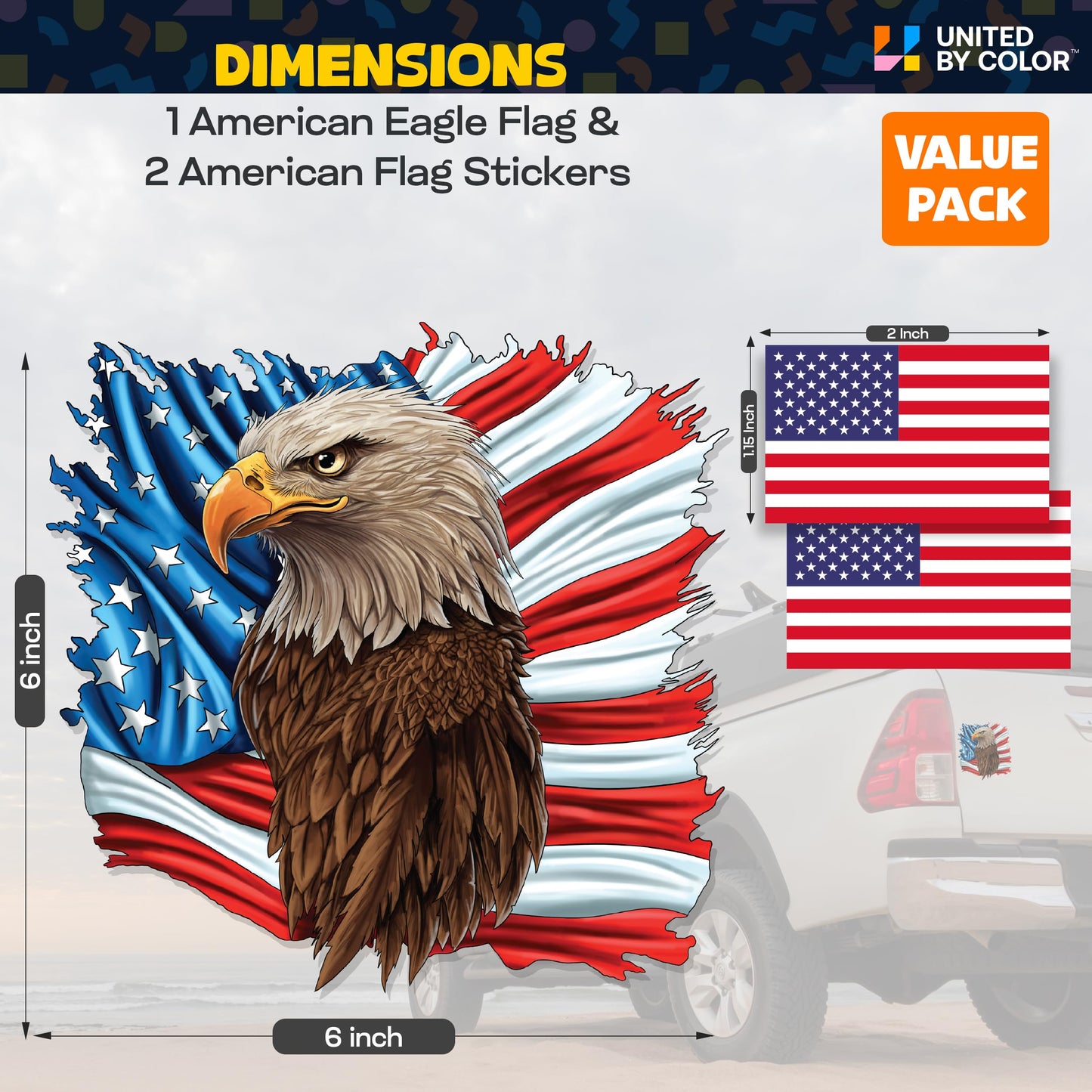 American Flag Sticker (3 Pack) - Fade Resistant - Waterproof