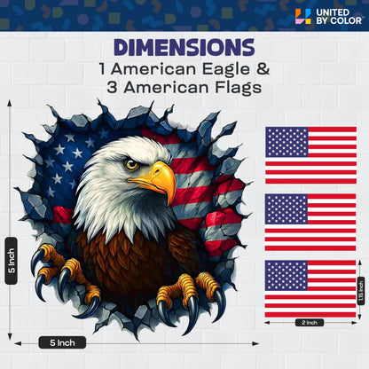 American Flag Stickers (4 Pack) - Fade Resistant - Waterproof