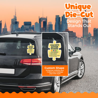 Child with Autism on Board Stickers (2 Pack) - Fade Resistant - Waterproof