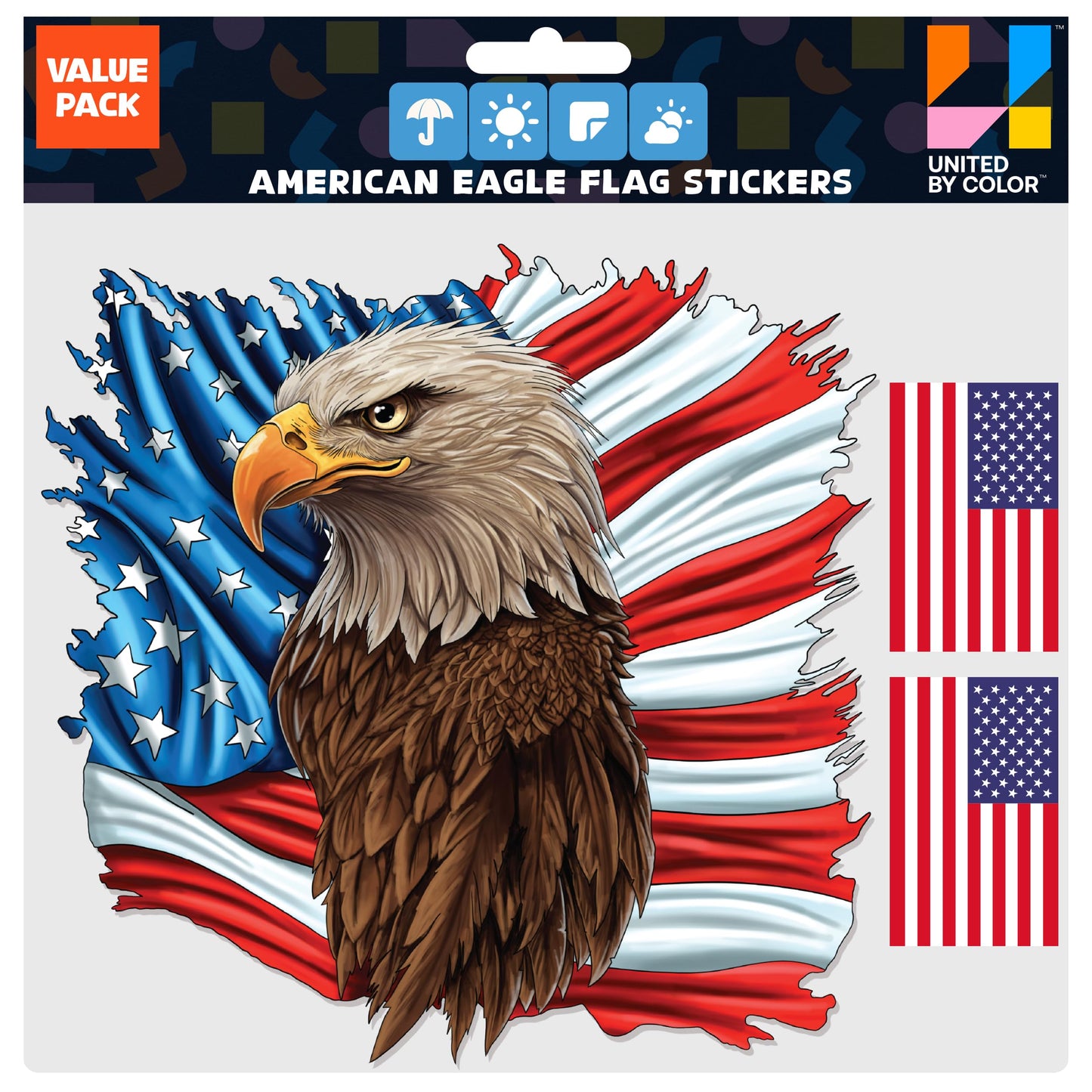 American Flag Sticker (3 Pack) - Fade Resistant - Waterproof